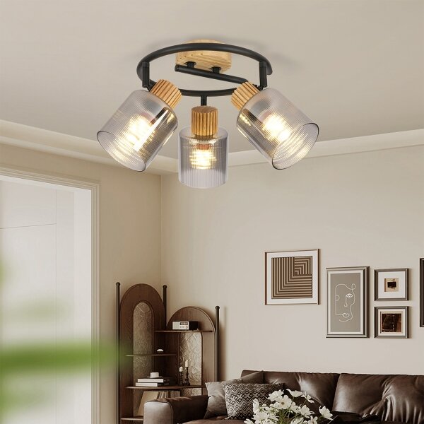 Brilagi - Точково осветително тяло HYGGE 3xE14/15W/230V дърво/опушено