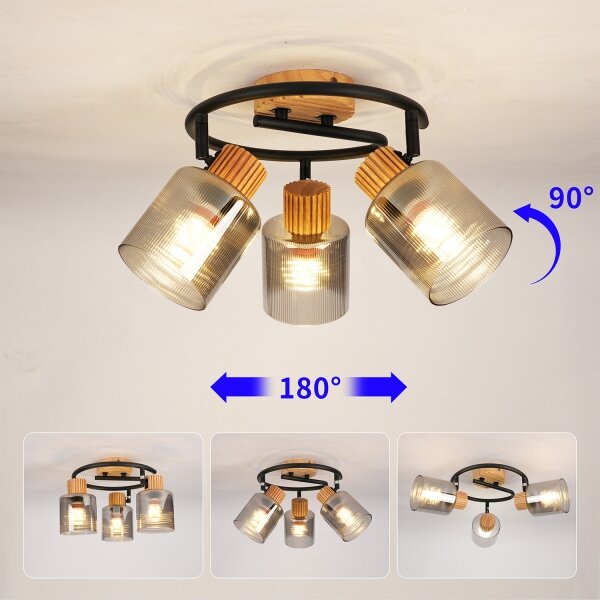 Brilagi - Точково осветително тяло HYGGE 3xE14/15W/230V дърво/опушено