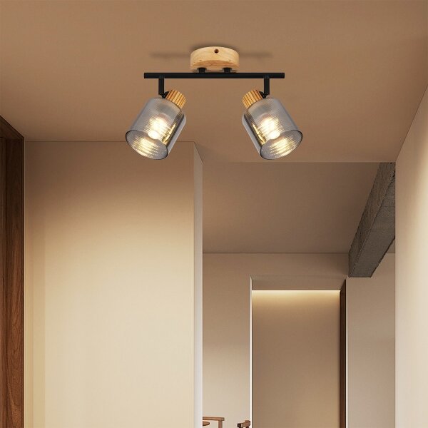 Brilagi - Точково осветително тяло HYGGE 2xE14/15W/230V дърво/димчато
