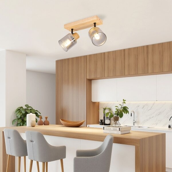 Brilagi - Точково осветително тяло HYGGE 2xE14/15W/230V дърво/опушено