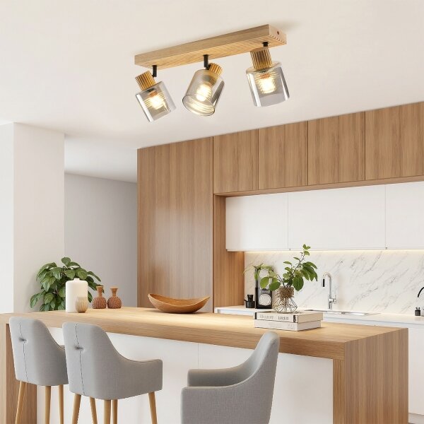 Brilagi - Точково осветително тяло HYGGE 3xE14/15W/230V дърво/димно