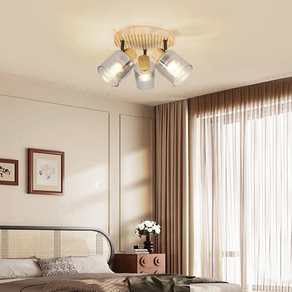 Brilagi - Точково осветително тяло HYGGE 3xE14/15W/230V дървено/димно