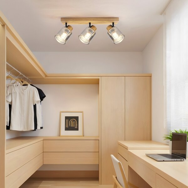 Brilagi - Точково осветително тяло HYGGE 3xE14/15W/230V дърво/димно
