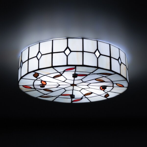 Brilagi - Елегантен плафон в стил Тифани FOLIA с витраж, 3xE27/60W/230V, диаметър 40 см