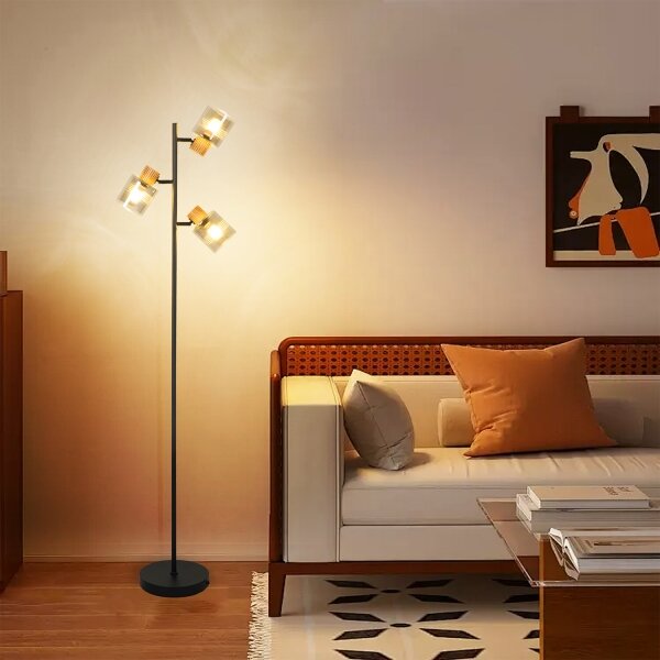 Brilagi - Подова лампа HYGGE 3xE14/15W/230V дърво/опушено