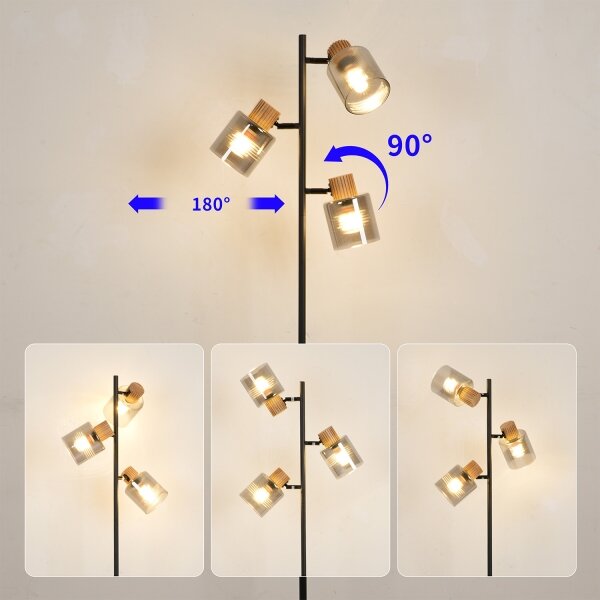 Brilagi - Подова лампа HYGGE 3xE14/15W/230V дърво/опушено