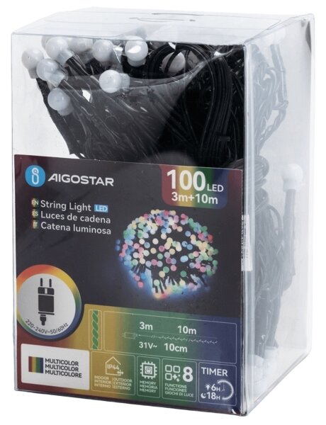 Aigostar - LED RGBY Външна декоративна гирлянда 100xLED/3,6W/230V/8 режима 10m IP44