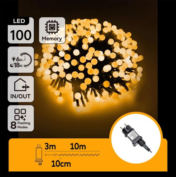 Aigostar - LED външна декоративна гирлянда 100xLED/3,6W/230V/8 режима 10m IP44 топла бяла