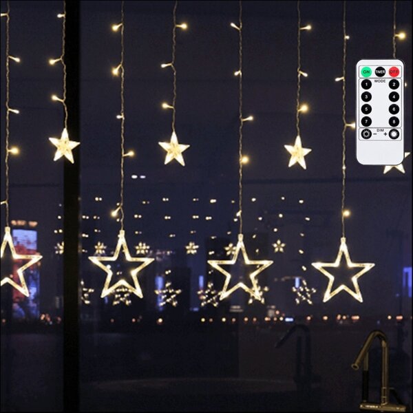 Aigostar - LED външен коледен гирлянд 120xLED/6W/230V/8 функции 3x0,6m IP44 топла бяла + дистанционно управление