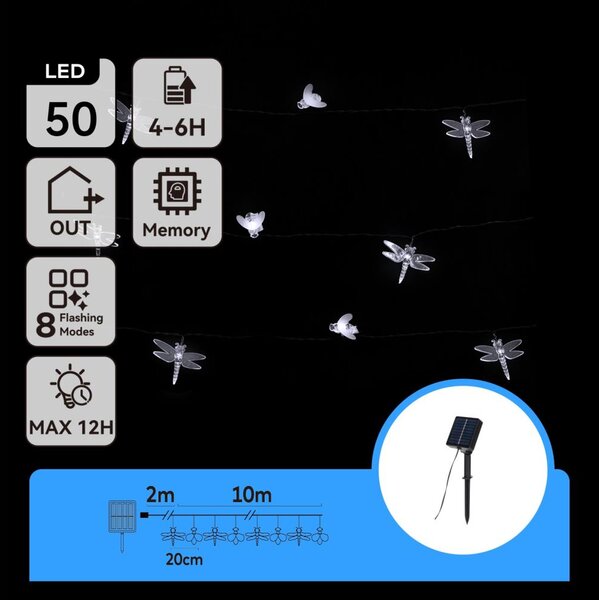 Aigostar - LED соларен декоративен гирлянд 50xLED/8 функции 10m 800mAh IP65 студено бяло