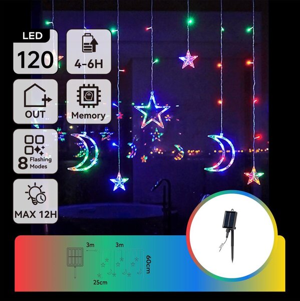 Aigostar - LED RGBY соларен гирлянд 120 LED / 8 режима, 3 x 0,6 m, 500 mAh, IP65