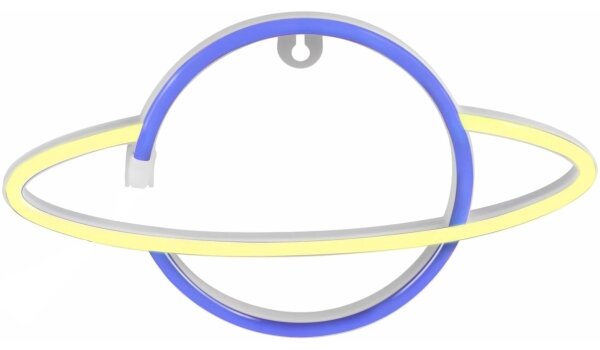 LED Неонова декорация за стена PLANET LED/3W/3xAA USB син/жълти