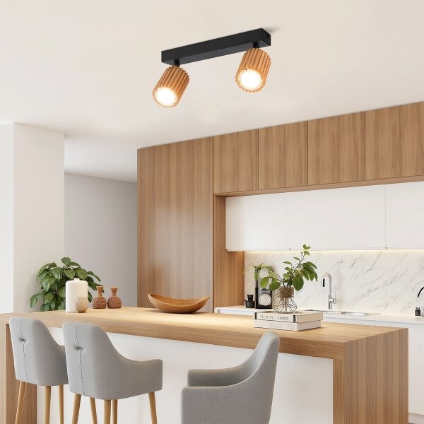 Brilagi - Точково осветително тяло MODERN WOOD 2xGU10/8W/230V дърво/черно