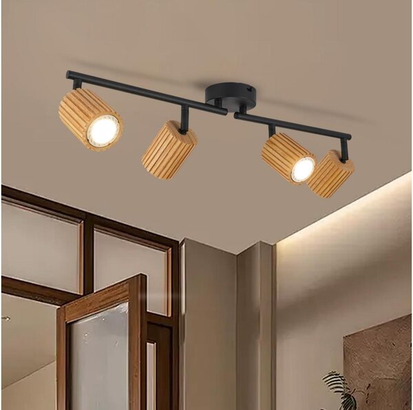 Brilagi - Точково осветително тяло MODERN WOOD 4xGU10/8W/230V дърво/черно