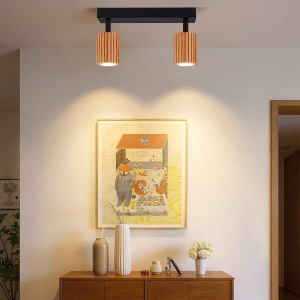 Brilagi - Точково осветително тяло MODERN WOOD 2xGU10/8W/230V дърво/черно