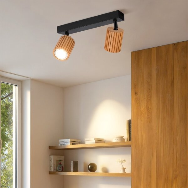 Brilagi - Точково осветително тяло MODERN WOOD 2xGU10/8W/230V дърво/черно