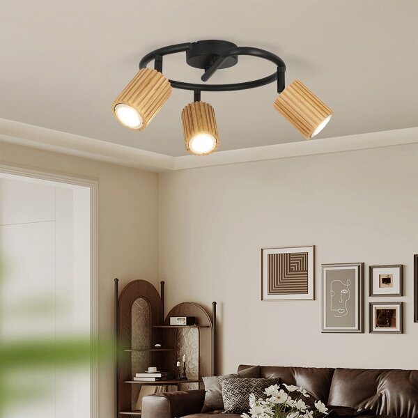 Brilagi - Точково осветително тяло MODERN WOOD 3xGU10/8W/230V дърво/черно