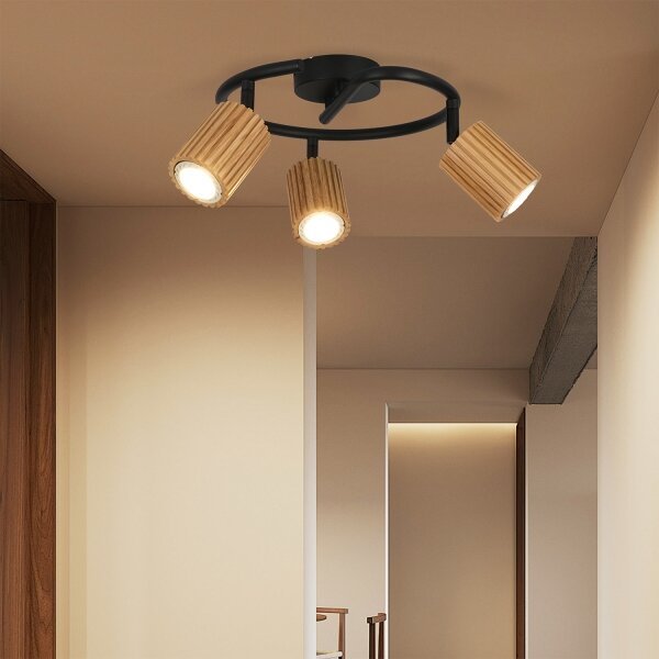 Brilagi - Точково осветително тяло MODERN WOOD 3xGU10/8W/230V дърво/черно
