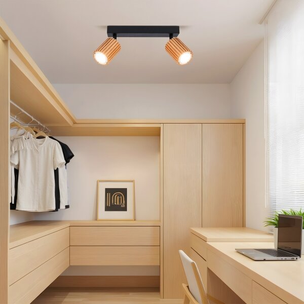 Brilagi - Точково осветително тяло MODERN WOOD 2xGU10/8W/230V дърво/черно