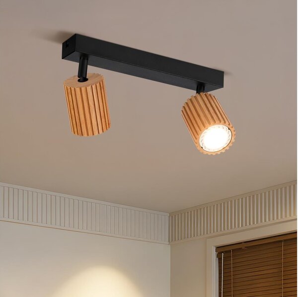 Brilagi - Точково осветително тяло MODERN WOOD 2xGU10/8W/230V дърво/черно