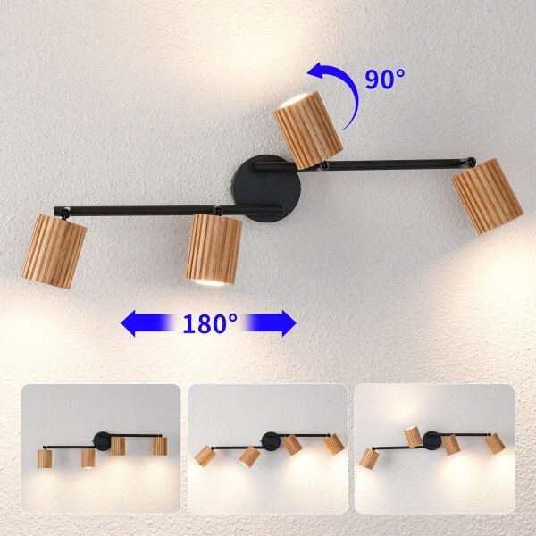 Brilagi - Точково осветително тяло MODERN WOOD 4xGU10/8W/230V дърво/черно