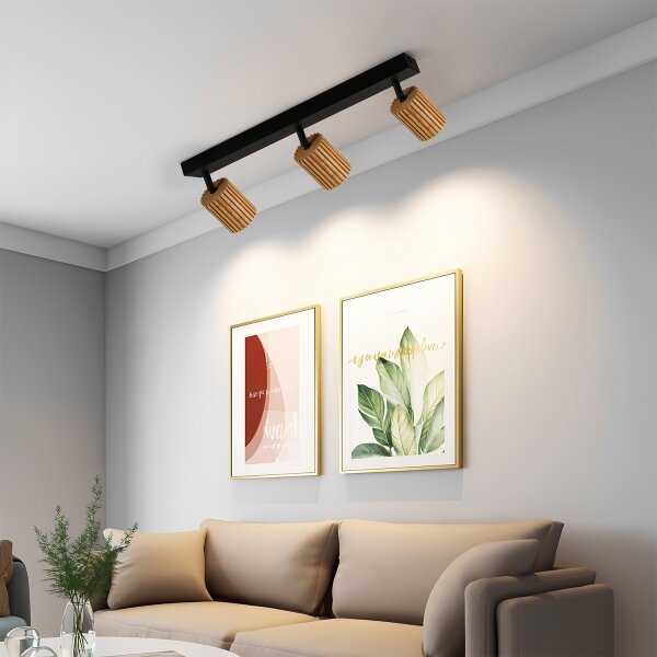 Brilagi - Точково осветително тяло MODERN WOOD 3xGU10/8W/230V дърво/черно