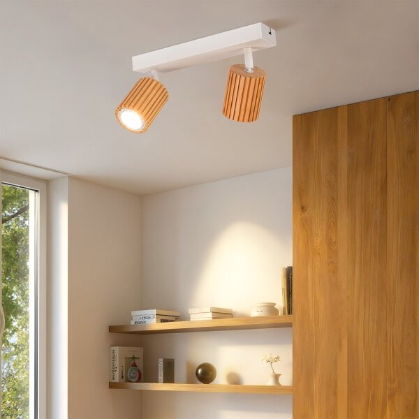 Brilagi - Точково осветително тяло MODERN WOOD 2xGU10/8W/230V дърво/бяло