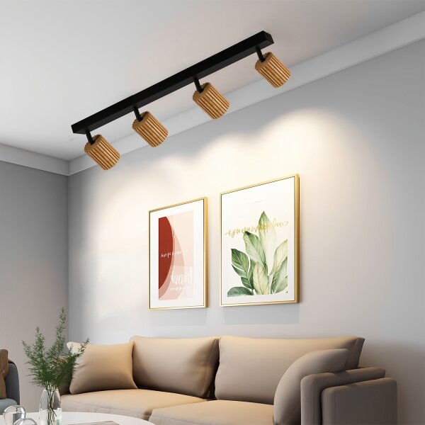 Brilagi - Точково осветително тяло MODERN WOOD 4xGU10/8W/230V дърво/черно