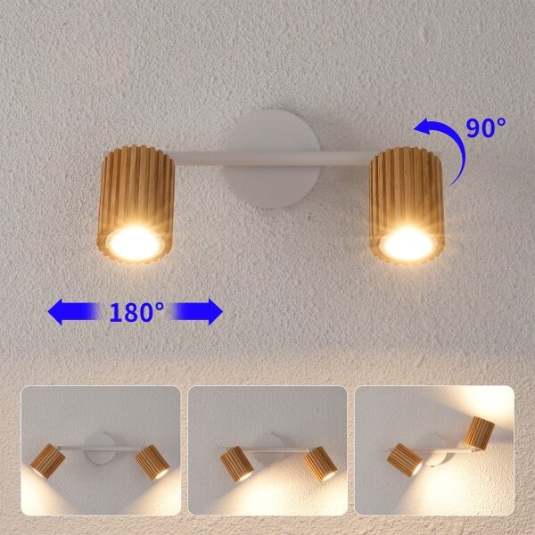 Brilagi - Точково осветително тяло MODERN WOOD 2xGU10/8W/230V дърво/бяло