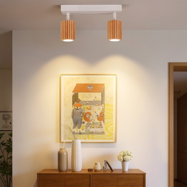 Brilagi - Точково осветително тяло MODERN WOOD 2xGU10/8W/230V дърво/бяло