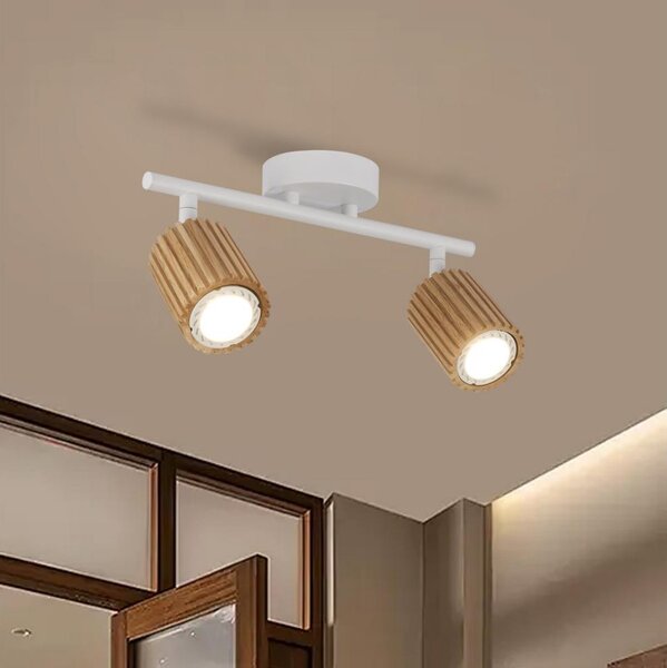 Brilagi - Точково осветително тяло MODERN WOOD 2xGU10/8W/230V дърво/бяло