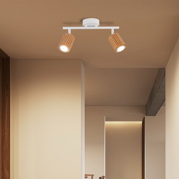 Brilagi - Точково осветително тяло MODERN WOOD 2xGU10/8W/230V дърво/бяло