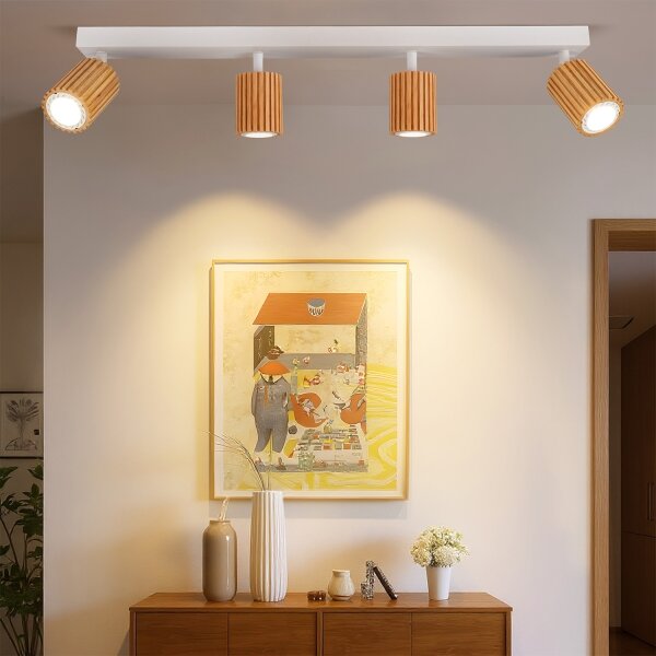Brilagi - Точково осветително тяло MODERN WOOD 4xGU10/8W/230V дърво/бяло