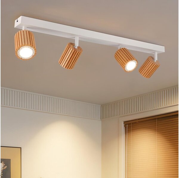 Brilagi - Точково осветително тяло MODERN WOOD 4xGU10/8W/230V дърво/бяло