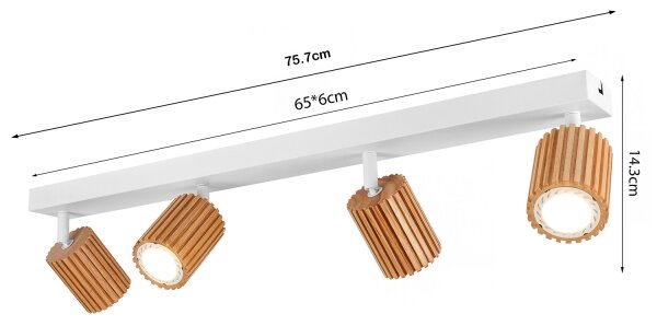 Brilagi - Точково осветително тяло MODERN WOOD 4xGU10/8W/230V дърво/бяло