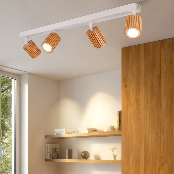 Brilagi - Точково осветително тяло MODERN WOOD 4xGU10/8W/230V дърво/бяло