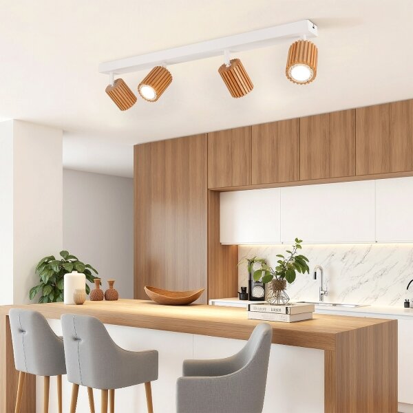 Brilagi - Точково осветително тяло MODERN WOOD 4xGU10/8W/230V дърво/бяло
