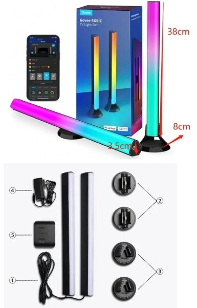 Govee - SMART LED RGBIC панел 38 см за TV 43-75" - 2 бр. Wi-Fi