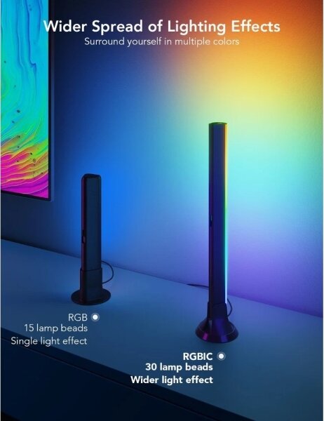 Govee - SMART LED RGBIC панел 38 см за TV 43-75" - 2 бр. Wi-Fi