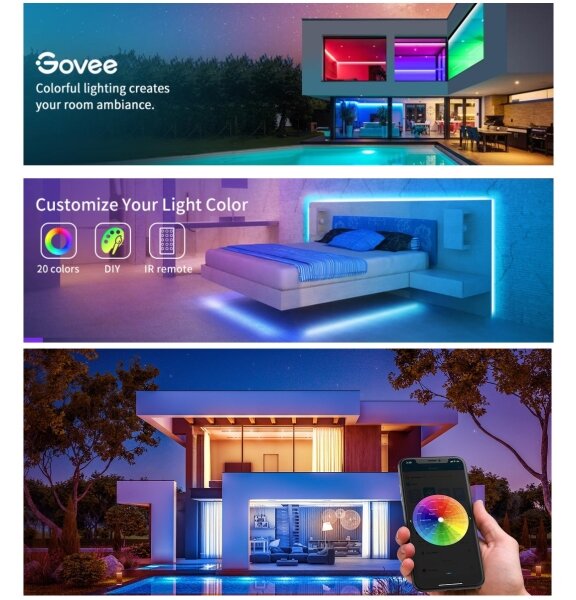 Govee - Димируема RGB LED лента SMART LED/36W/24V 10m Wi-Fi