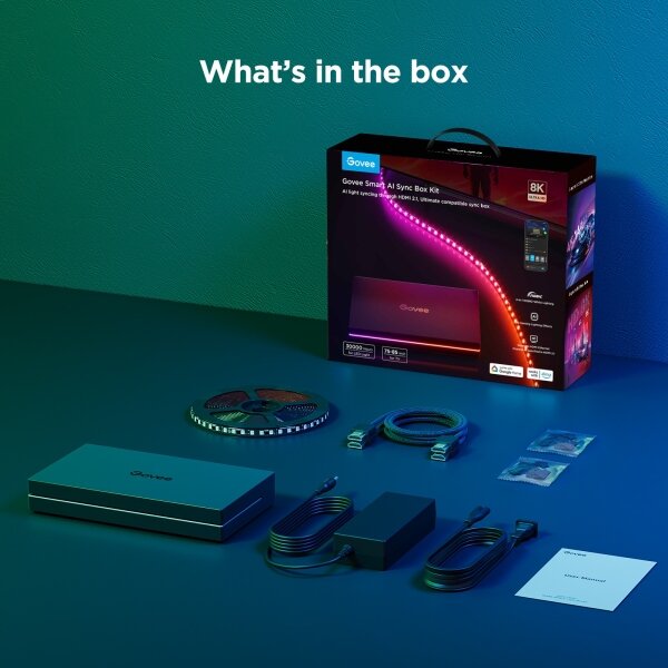 Govee - AI Sync Box 2 RGBICW подсветка за смарт телевизори 55-65" Wi-Fi