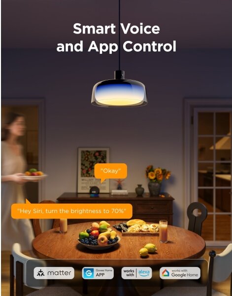 Govee - LED RGBICWW димируем полилей на кабел LED/21W/230V Matter Wi-Fi