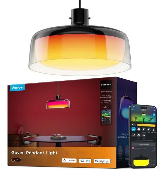 Govee - LED RGBICWW димируем полилей на кабел LED/21W/230V Matter Wi-Fi