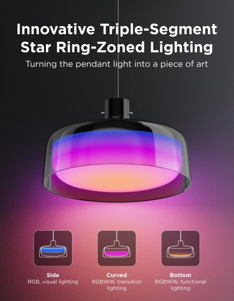 Govee - LED RGBICWW димируем полилей на кабел LED/21W/230V Matter Wi-Fi