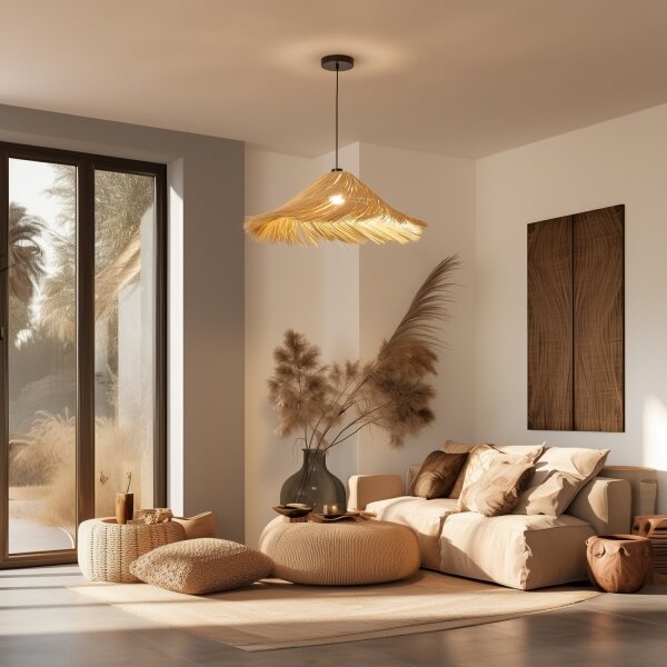 Brilagi - LED полилей на кабел CERIA BOHO 1xE27/40W/230V Ø 70 см ратан