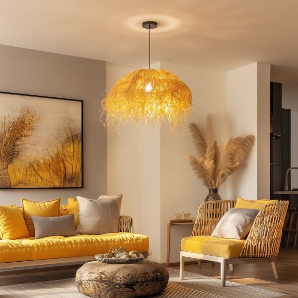 Brilagi - LED полилей на кабел CERIA BOHO 1xE27/40W/230V Ø 60 см рафия