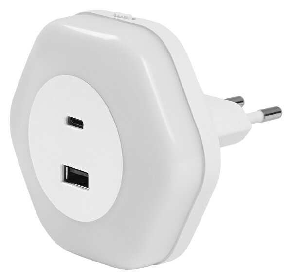 Osram - LED нощна лампа за контакт с USB LUNETTA LED/15W/230V