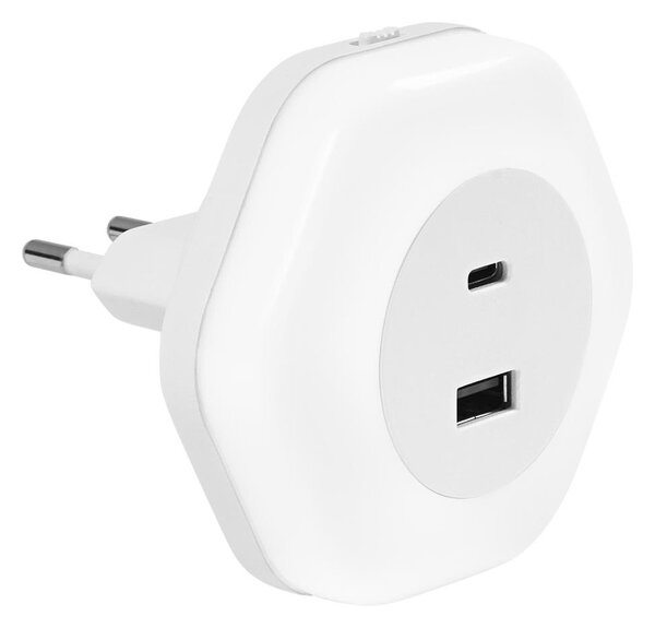 Osram - LED нощна лампа за контакт с USB LUNETTA LED/15W/230V