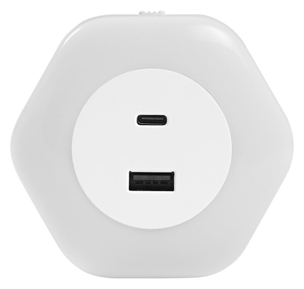 Osram - LED нощна лампа за контакт с USB LUNETTA LED/15W/230V