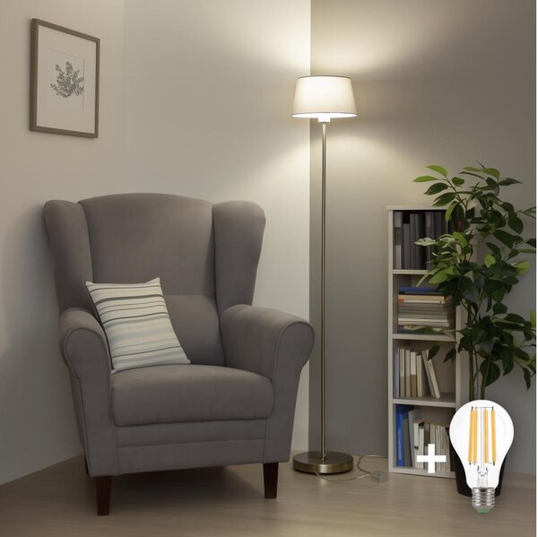Brilagi - LED подова лампа CERIA 1xE27/40W/230V Ø 25 см сива/матов хром